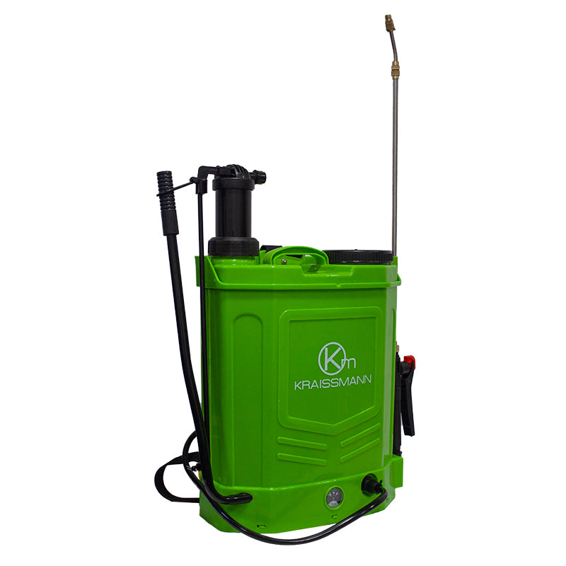 Pompa de stropit Kraissmann 18L, 2 in 1 manuala si electrica, cu acumulator si lance inox