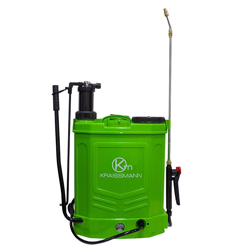 Pompa de stropit Kraissmann 18L, 2 in 1 manuala si electrica, cu acumulator si lance inox