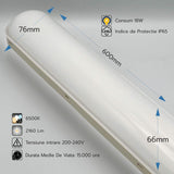 Corp LED 18W, 600x76x66mm, 6500K, IP65