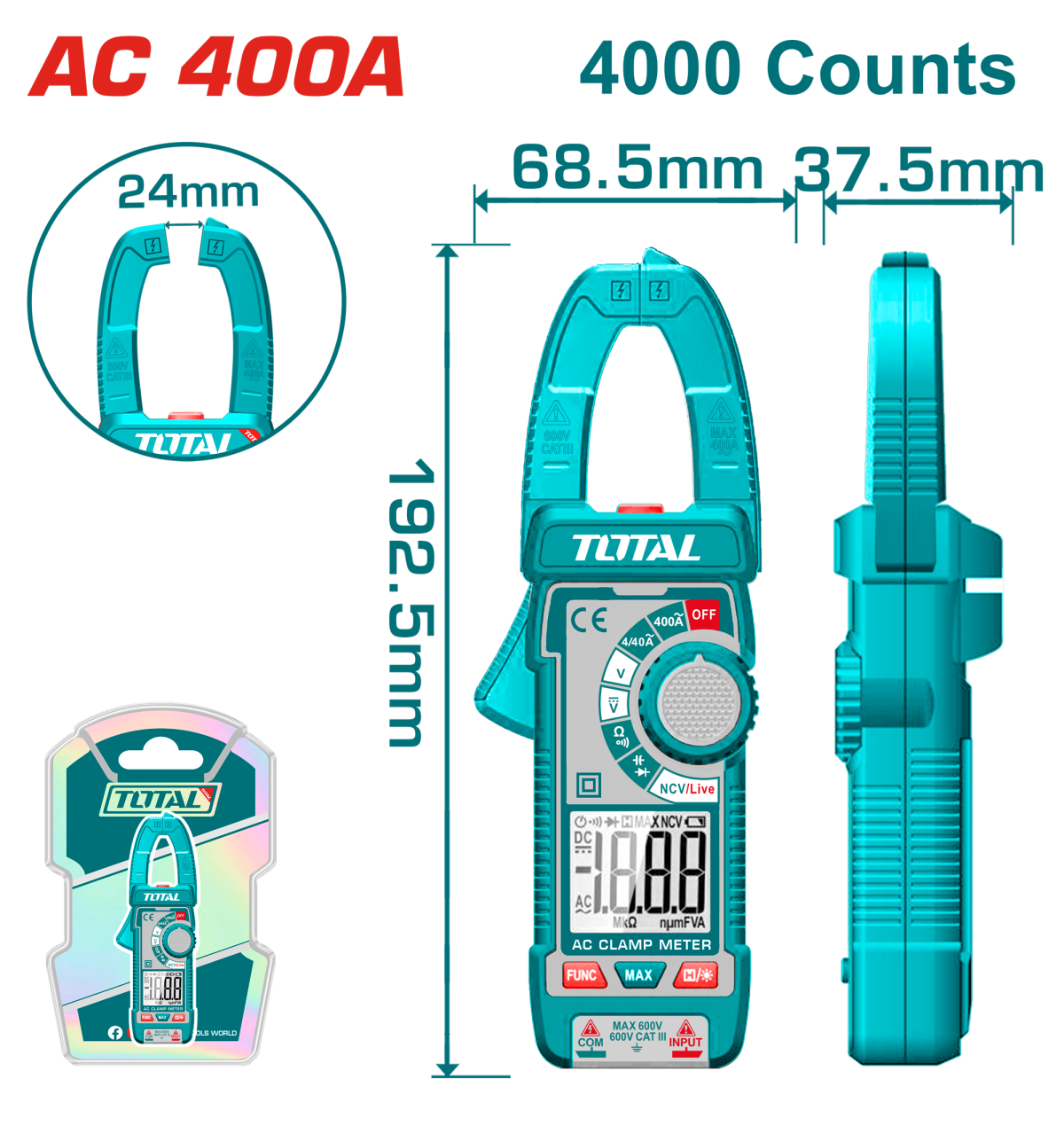 Cleste ampermetric Profesional TOTAL, True RMS 6000 counts
