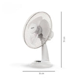 Ventilator de birou BOHM BLTF-1203, 40W, 12 inch, 3 viteze, protectie supraincalzire, alb