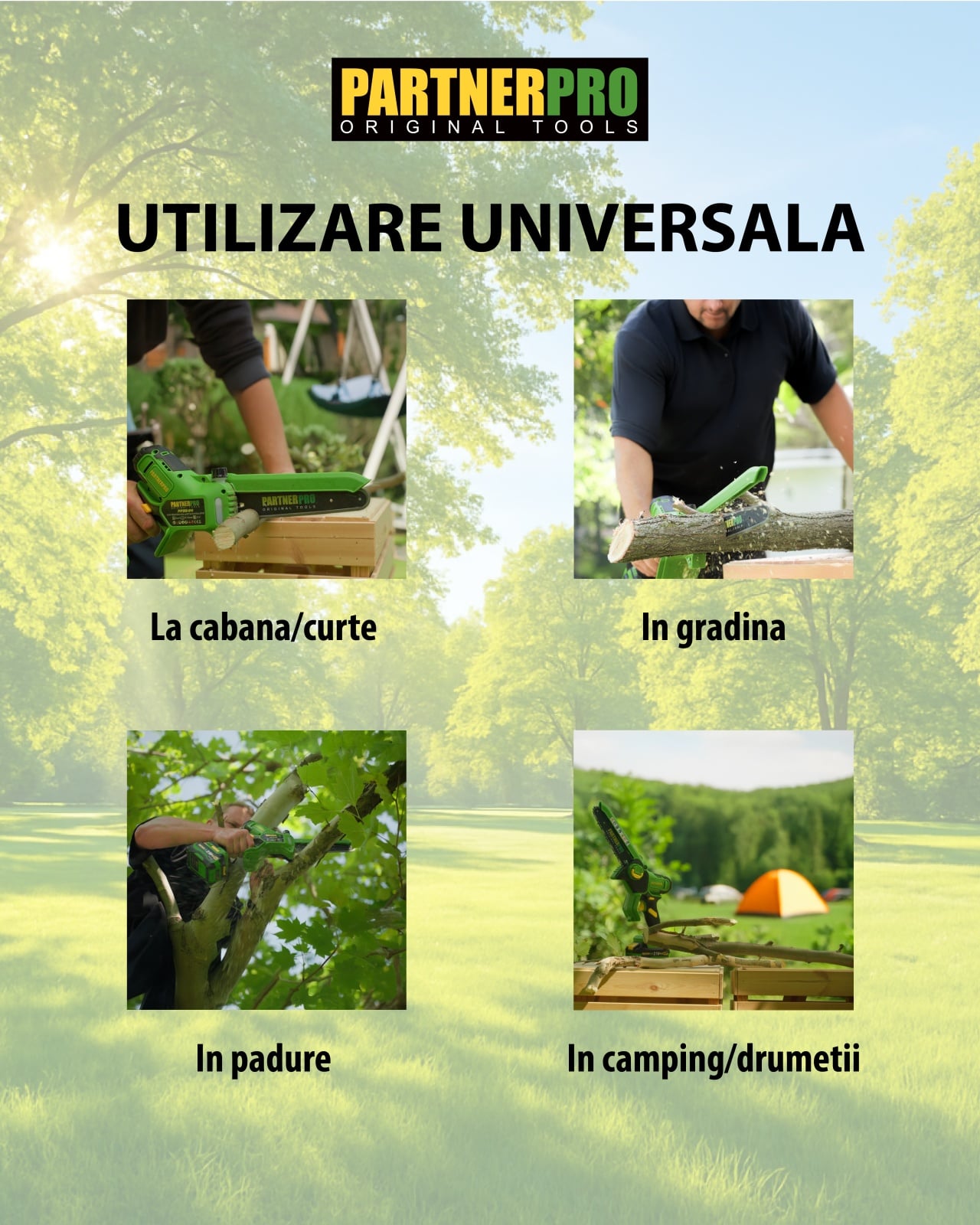 Mini Fierastrau cu Lant PROFESIONAL PARTNERPRO PPBS-84, 800W, 20 cm