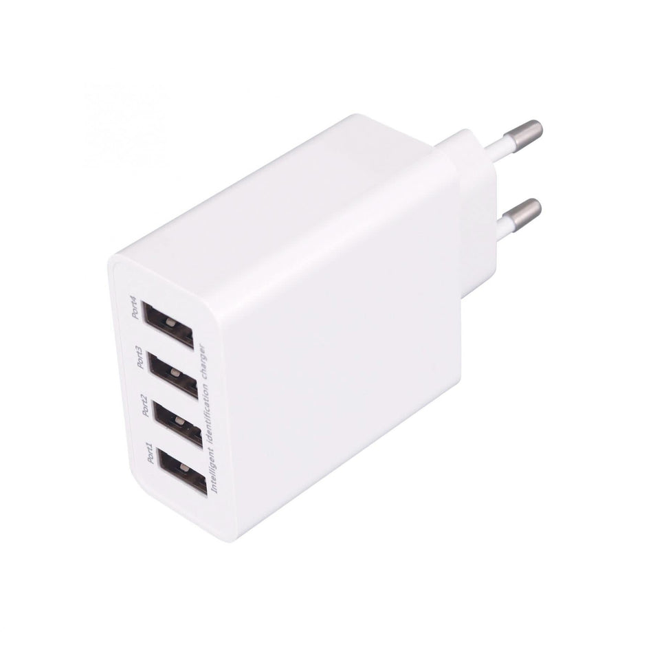 Incarcator de retea USB SA 50USB, 4 porturi, 5A total, incarcare rapida, compatibil universal, alb