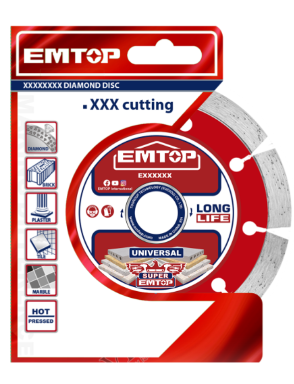Disc Turbo Diamantat 230mm, Tăiere Umedă/Uscată, Lamă 10 mm - EDDC012302, EMTOP