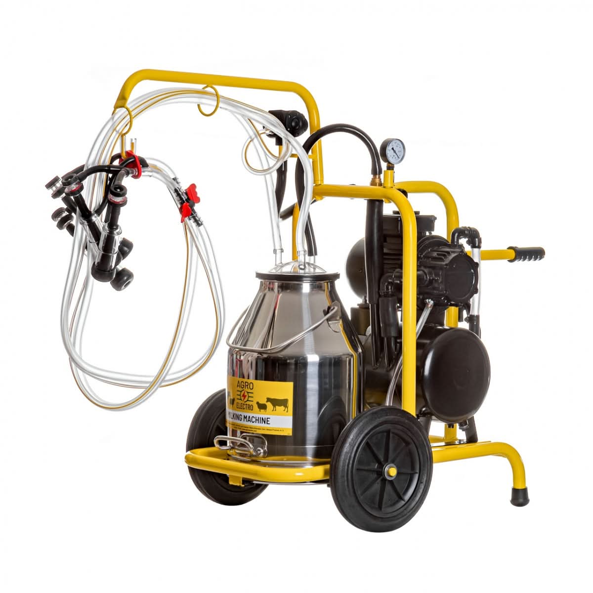 Aparat de muls capre, cu 2 posturi și bidon inox de 30 litri