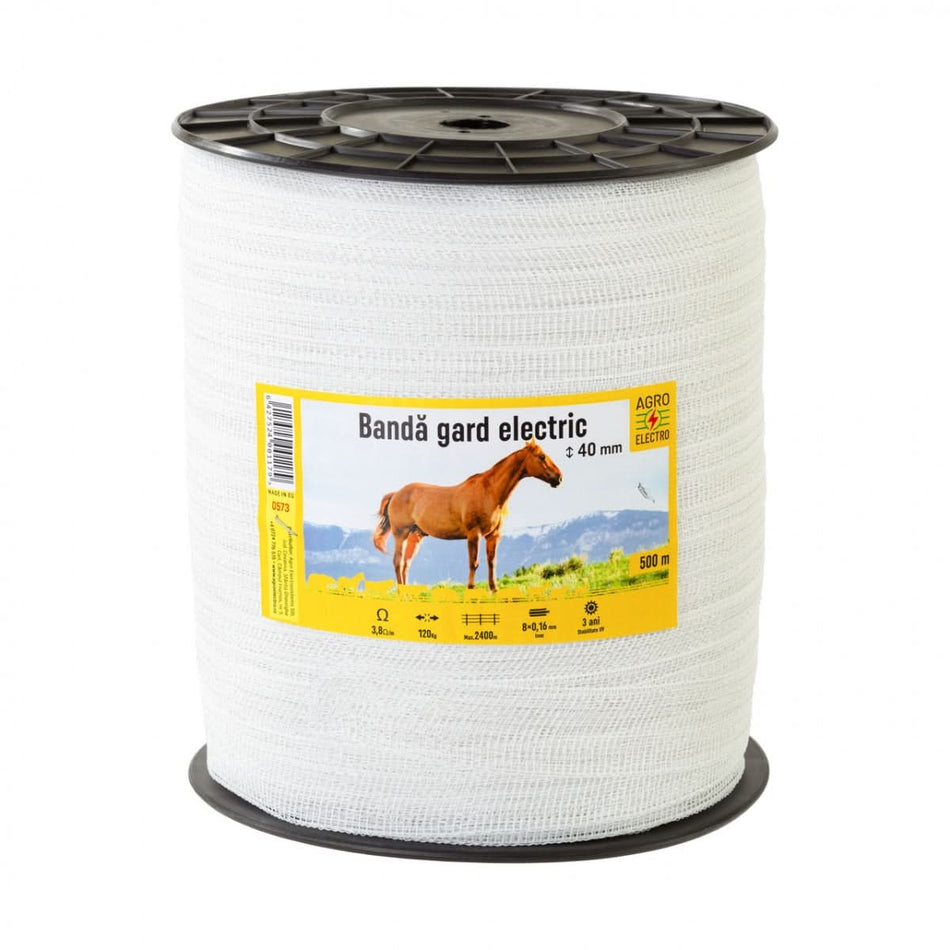 Banda gard electric 40 mm - 500 m - 120 kg - 3,8 Ω/m