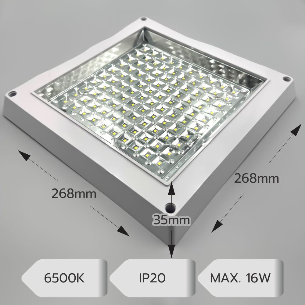Plafoniera LED Patrata pentru Bucatarie, 16W, 268x268x35mm, 6500K