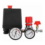Presostat compresor aer cu regulator, 2 manometre, robinet si supapa