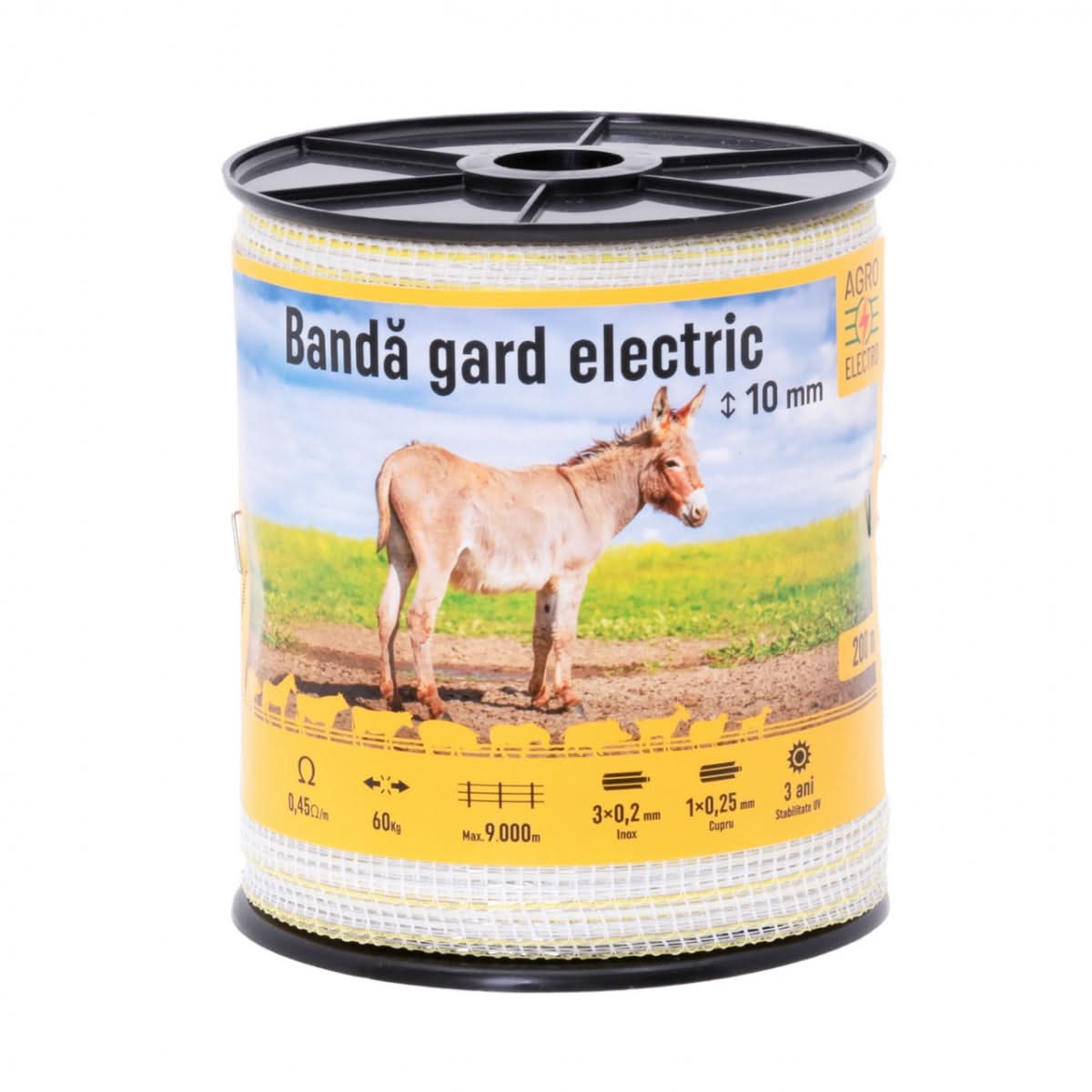 Banda gard electric 10 mm - 200 m - 60 kg - 0,45 Ω/m