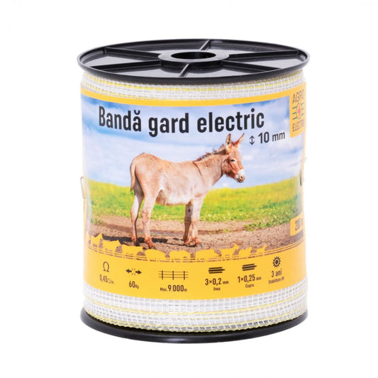 Banda gard electric 10 mm - 200 m - 60 kg - 0,45 Ω/m