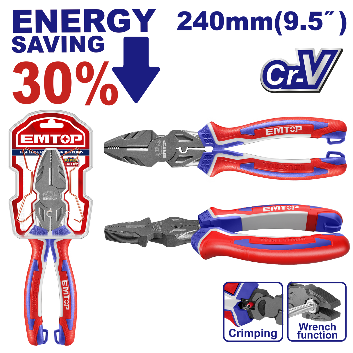 Clește combinat cu efect de pârghie, 30% economie de energie - EPLRC0921, EMTOP