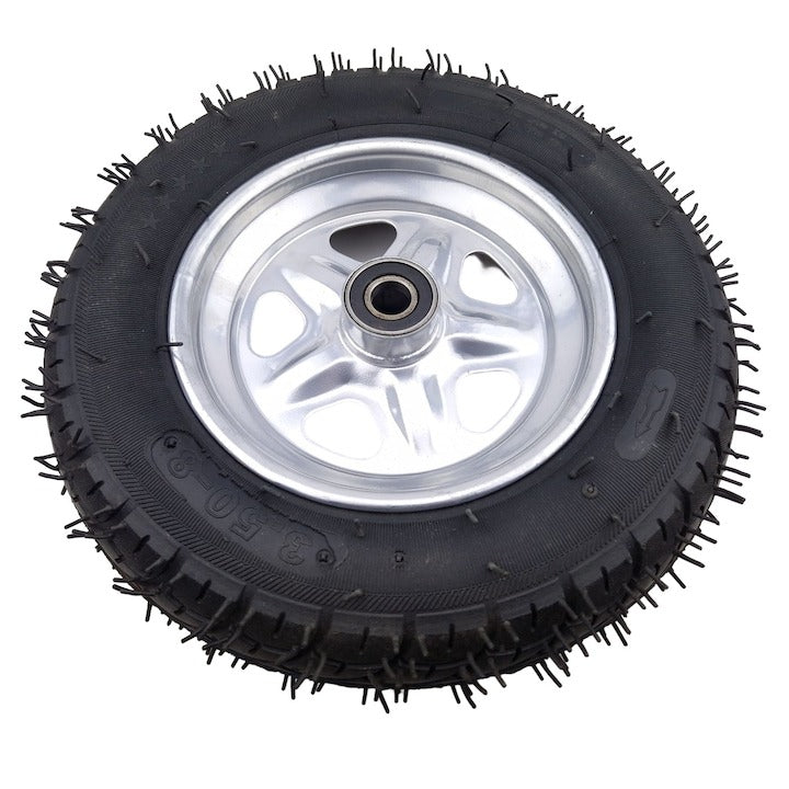 Roata roaba 350-8 cu rulment si ax 20 mm, anvelopa cauciuc 8 PR, tip spita