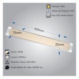Corp LED Fida aluminiu, 20W, 4100K, 600 mm