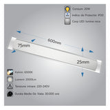 Corp LED Fida aluminiu, 20W, 6500K, 600 mm