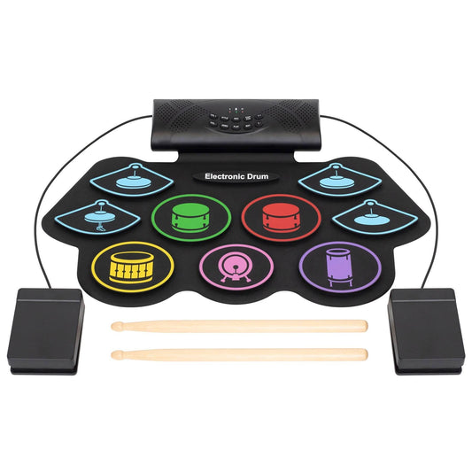 Set tobe electronice HRD1, 7 ritmuri, conexiune BT wireless, pedale si bete incluse, acumulator Li-ion