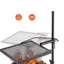 Gratar pivotant pentru foc de tabara, otel, plasa diamant, reglabil, detasabil cu geanta, 675x405x710 mm, 3.5 kg, 6 kg sarcina