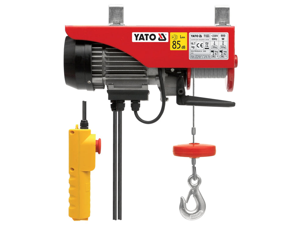 Mini macara Yato 900W, 250/500 kg, troliu electric vertical