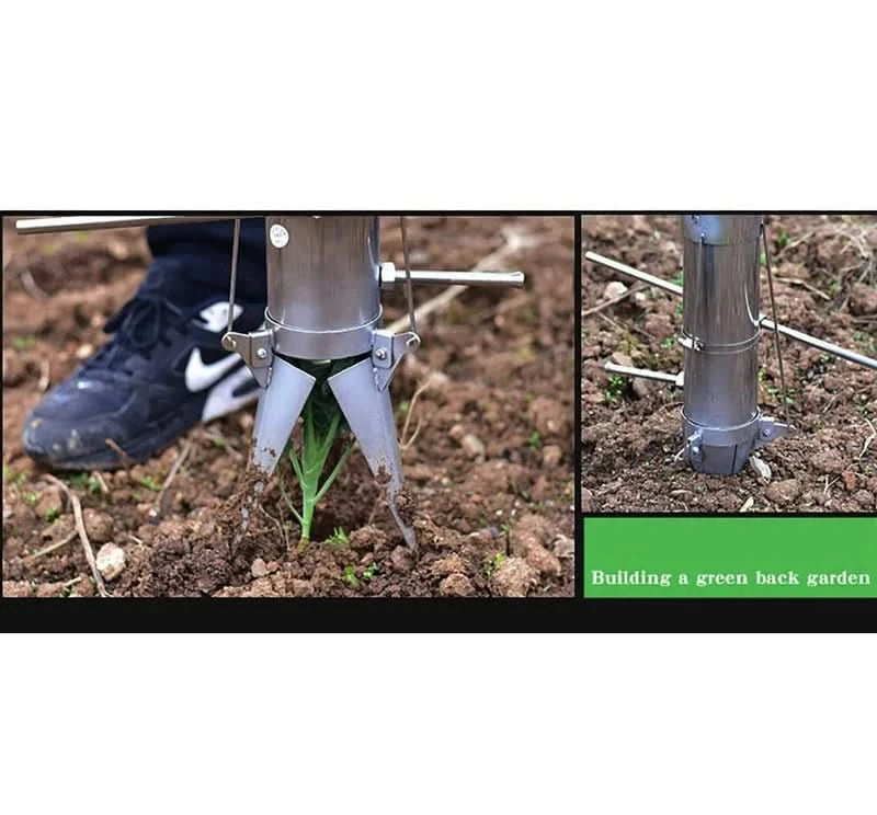 Plantator manual rasaduri si seminte, 96 cm, tub 75 mm, adancime 17 cm, manere cauciucate