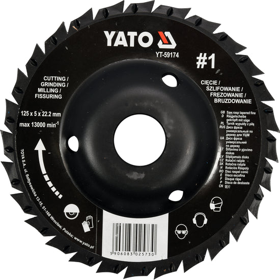 Disc circular raspel depresat 125x22.2 mm, Nr. 2, pentru metal si lemn