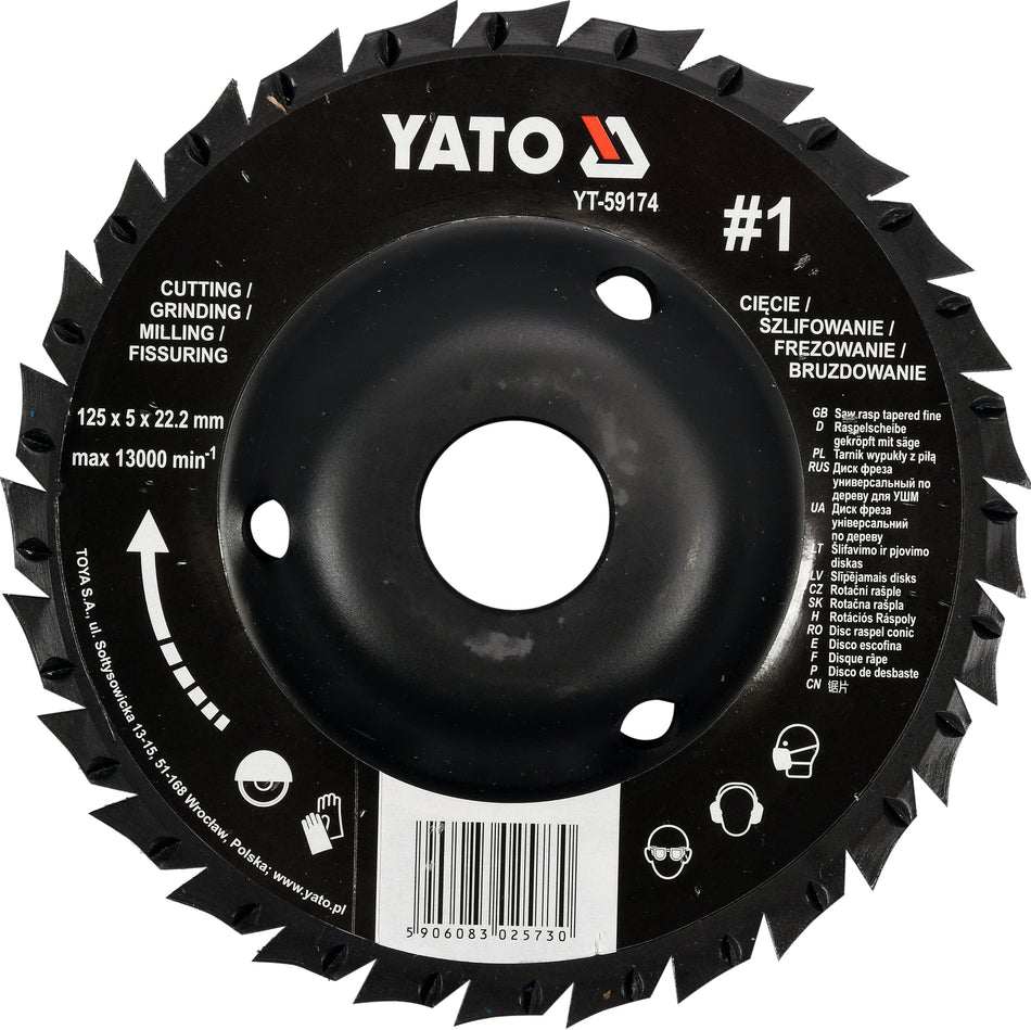 Disc circular raspel depresat 125x22.2 mm, Nr. 2, pentru metal si lemn