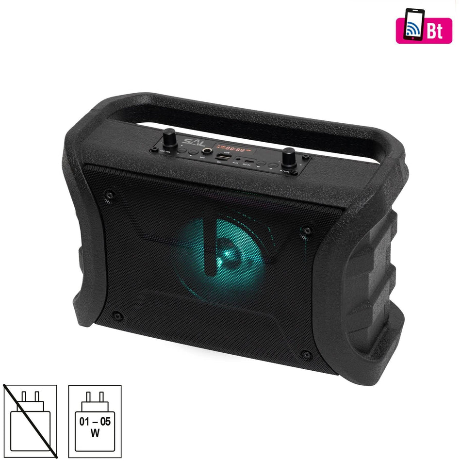 Boxa portabila BTWORKY, Bluetooth, 8W, Radio FM, Karaoke, USB/microSD, AUX, LED RGB, 20h autonomie