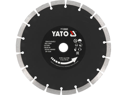 Disc diamantat segmentat 230x22.2x2.2 mm, pentru taiere precisa