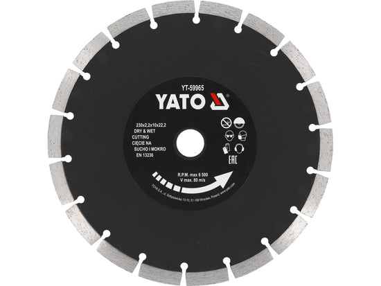 Disc diamantat segmentat 230x22.2x2.2 mm, pentru taiere precisa Yato YT-59965 - imagine produs 1