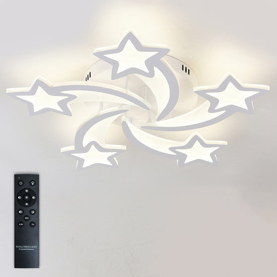 Lustra LED Dimabila Stea, 110W, 5 Brate, 3 Culori + IR