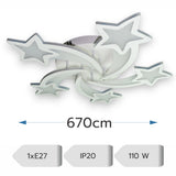 Lustra LED Dimabila Stea, 110W, 5 Brate, 3 Culori + IR
