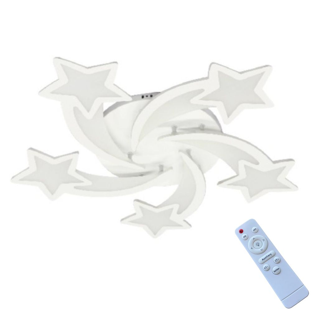 Lustra LED Dimabila Stea, 110W, 5 Brate, 3 Culori + IR