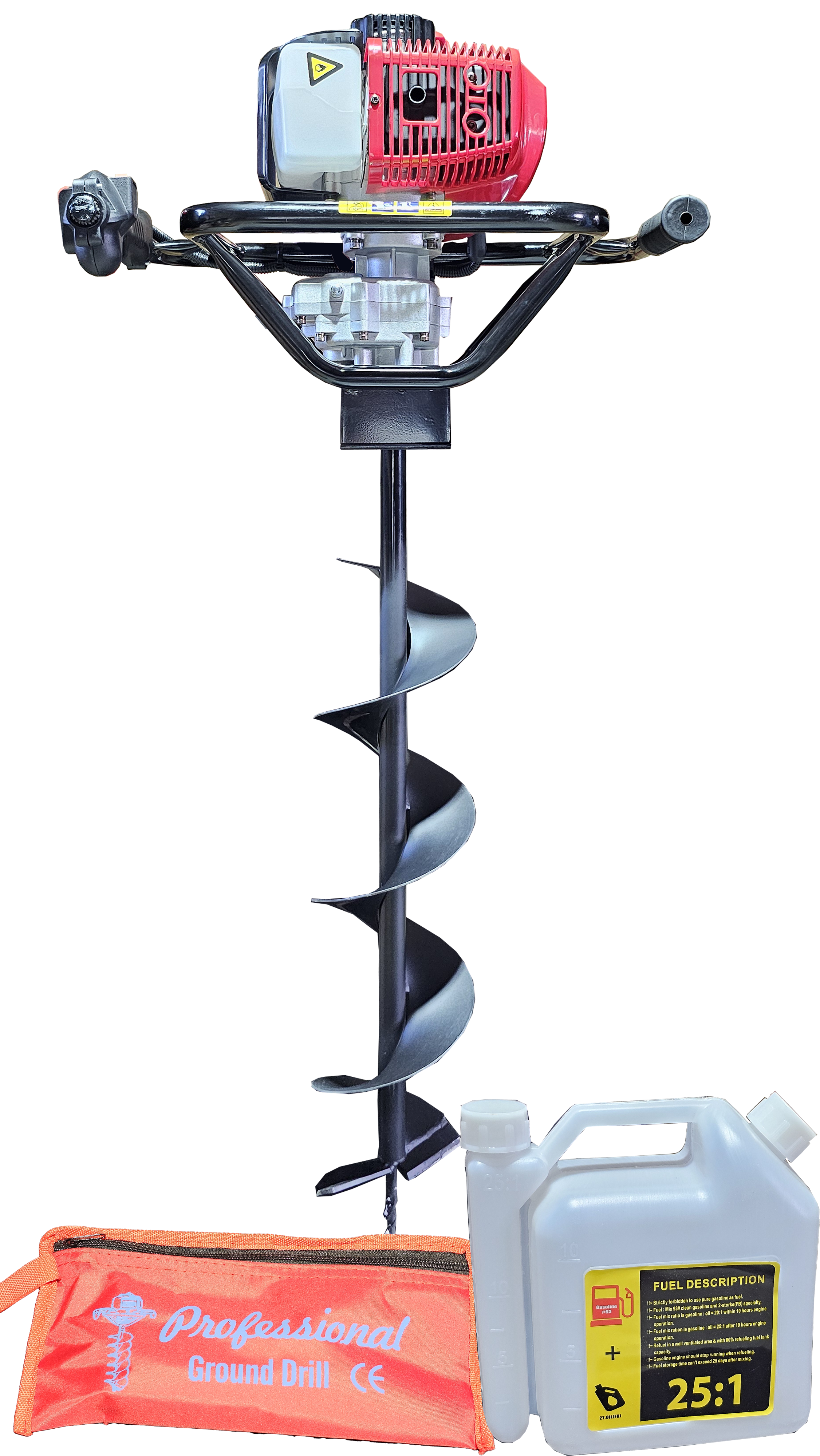 Motoburghiu Profesional ZEP 52CC, 4.7 CP, 2 timpi, 3500W, burghiu 150 mm inclus,