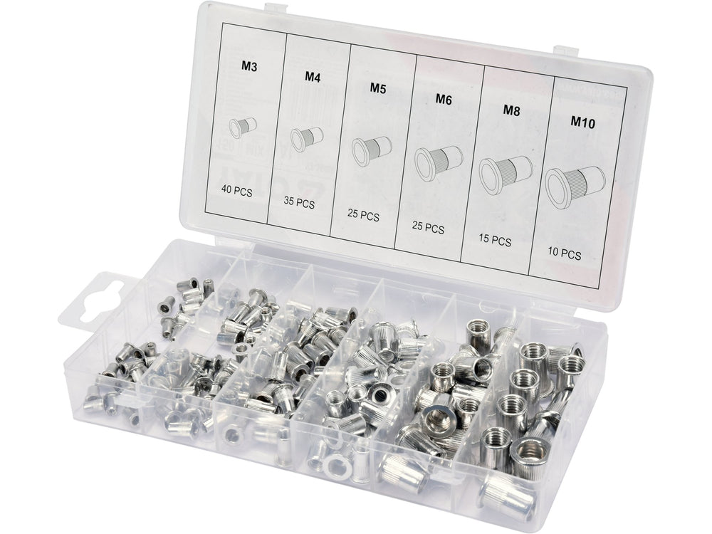 Set piulite nituibile aluminiu Yato YT-36460, M3-M10, 150 buc - imagine 2