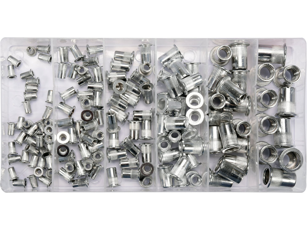 Set piulite nituibile aluminiu Yato YT-36460, M3-M10, 150 buc - imagine 1
