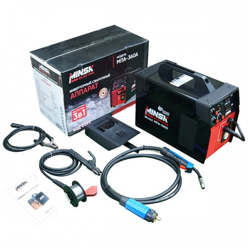 Aparat sudura invertor cu sarma Minsk Electro MPA-360A, 360A, MIG-MAG, protectie supraincalzire, cabluri cupru, suport magnetic
