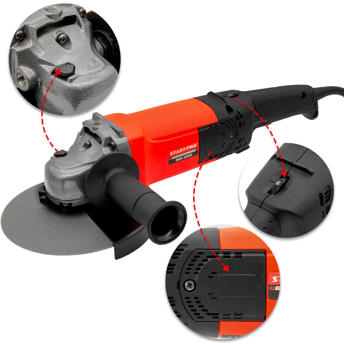 Polizor unghiular StartPro SAG-2000, 1400W, 180mm, cu variator