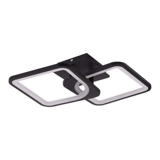 Lustra LED Patrata 50W, 2 Brate, 3 Culori, Telecomanda IR