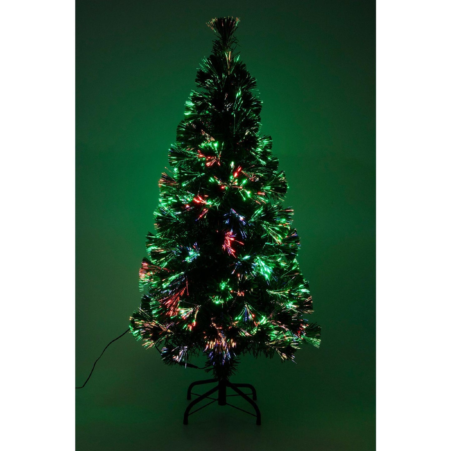 Brad Artificial cu Fibra Optica si LED, 120 cm, Schimbare Culoare, Picior Metal – KIX120LED