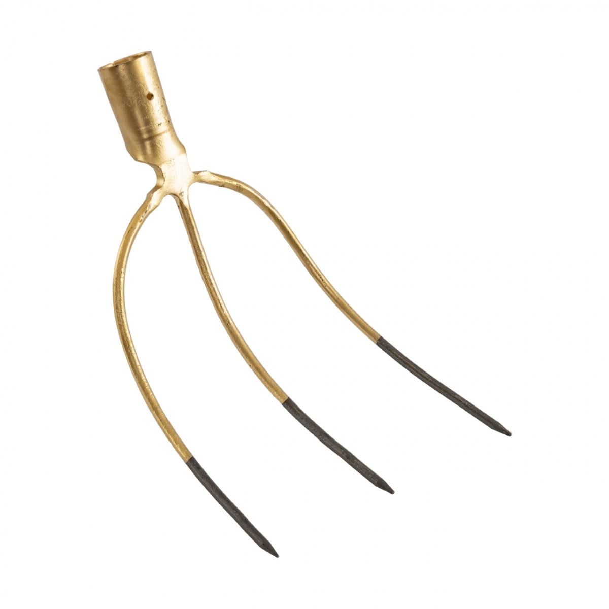 Furca fan si baloti 3 coarne otel forjat 28x21 cm fara coada racord 38 mm