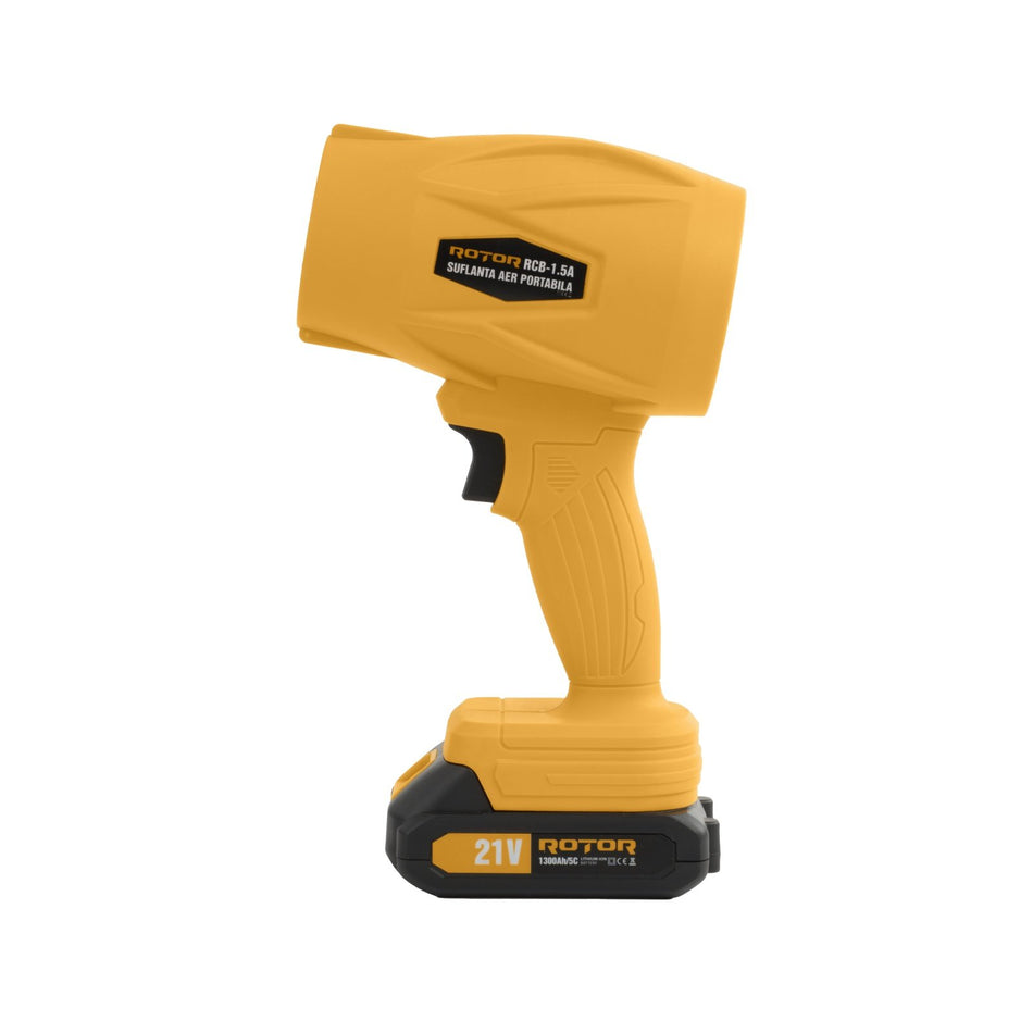 Suflanta aer pe acumulator ROTOR RCB-1.5A, 21V / 1,3Ah, motor 315W, viteza 45 m/s, compacta si usoara