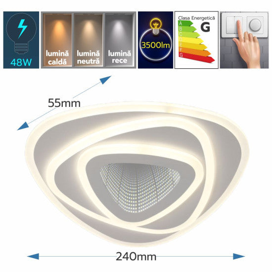 Plafoniera LED Bestla 48W, 3500lm, 240x55mm