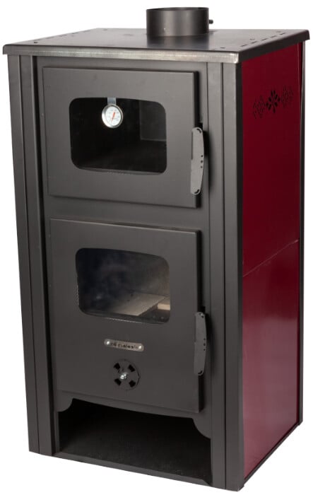 Semineu pe lemne cu cuptor, perete dublu si termometru Evotools Plus 12.2 kW, randament 84.17%, certificat EcoDesign, incalzire pana la 85 m²