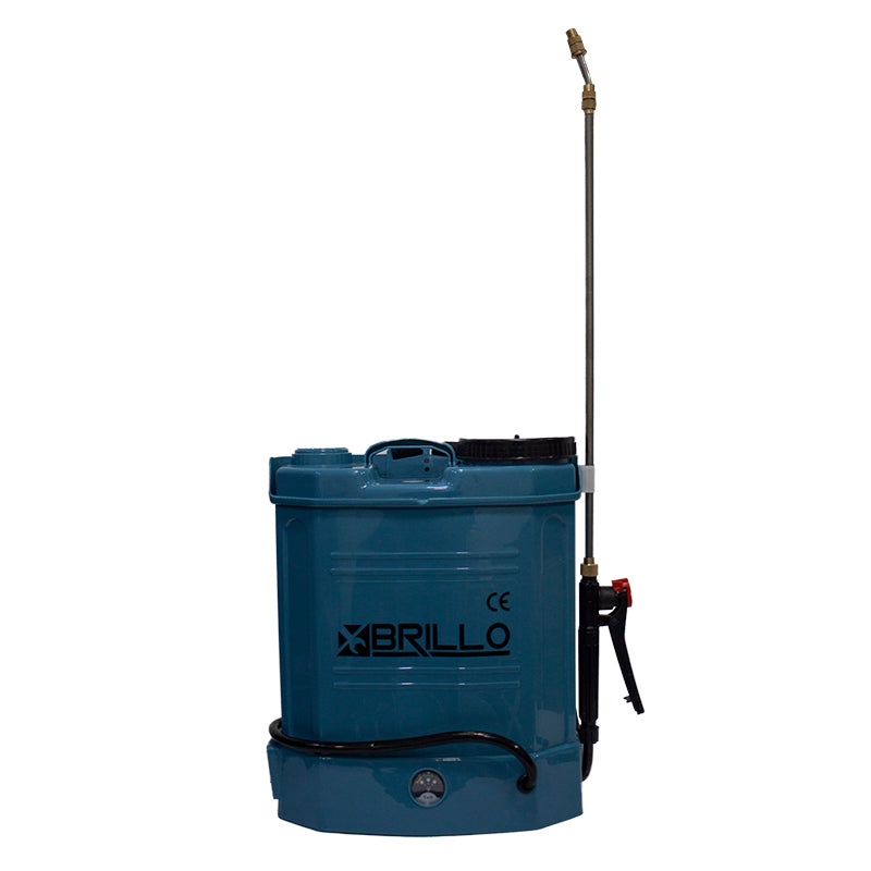 Pompa de stropit Brillo, 12L, cu baterie si manometru, lance inox si set diuze