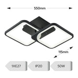 Lustra LED Patrata 50W, 2 Brate, 3 Culori, Telecomanda IR