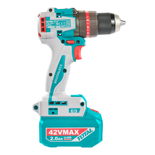 Masina de gaurit cu percutie TOTAL 42V, 69 Nm, 13 mm