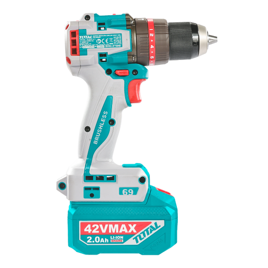 Masina de gaurit cu percutie TOTAL 42V, 69 Nm, 13 mm