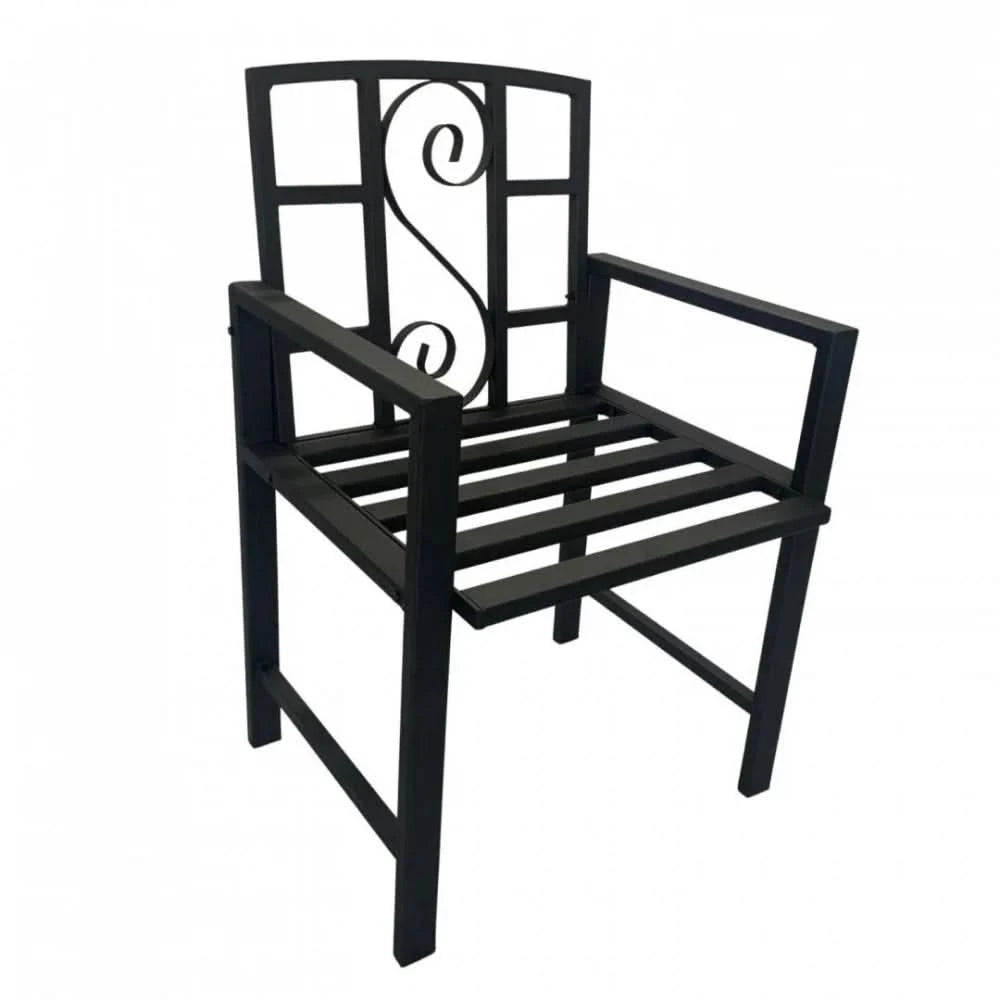 Scaun metalic pentru gradina VivaTechnix VMD-1047, 53x50x83 cm, negru mat, max. 120 kg