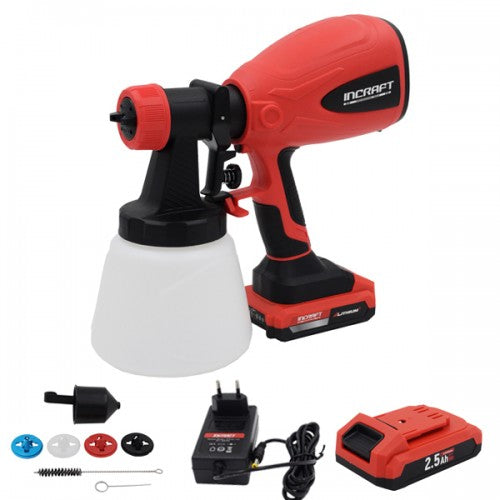 Pistol vopsit cu acumulator 20V Incraft PGK-20V 750ml/min 4 duze 800ml rezervor