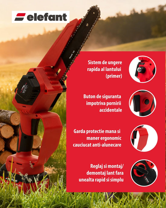 Fierastrau cu lant ELEFANT EBS-104, 20V 4Ah, brushless