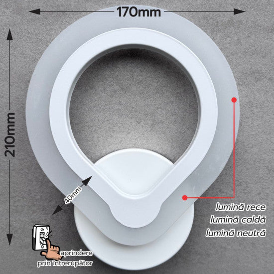 Aplica LED Cybele ajustabila, 10W, 900 lm, 210x170x40 mm