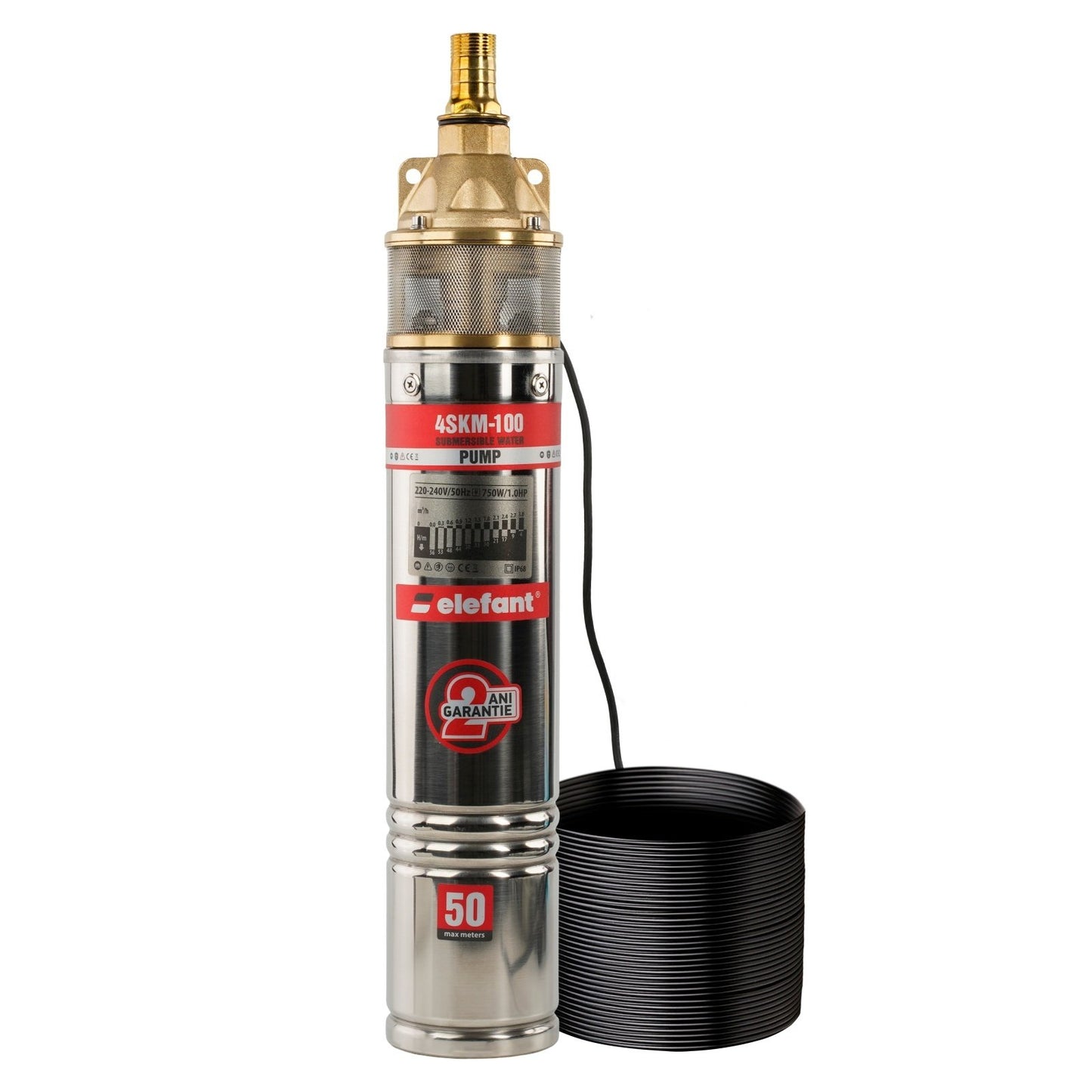 Pompa submersibila ELEFANT 4SKM-100, 750 W, adancime aspiratie 40 m, debit 41 L/min, motor in baie de ulei